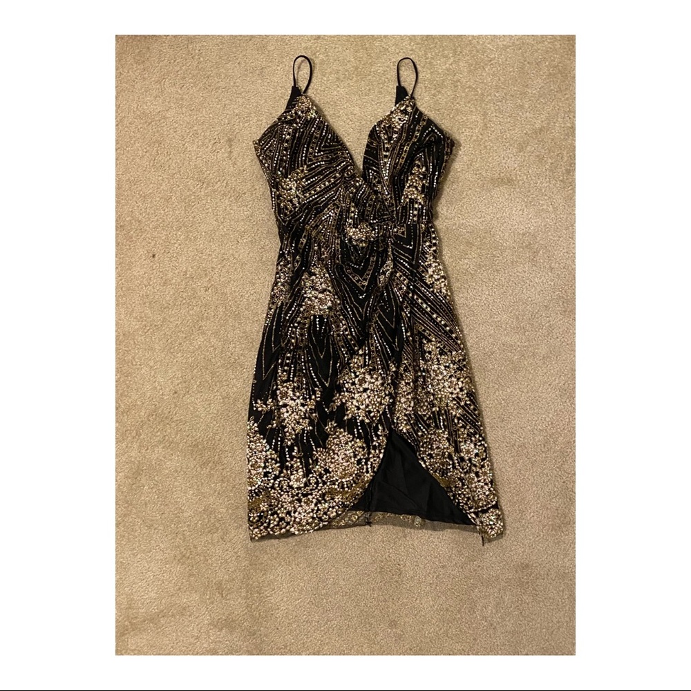Sparkle Sequin Black & Gold Dress